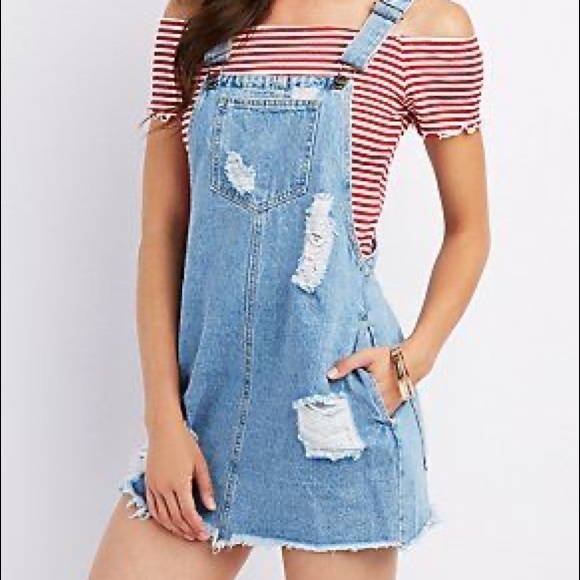 Charlotte Russe Dresses & Skirts - Destroyed look overall dress